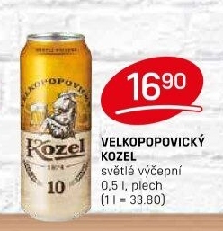 Pivo světlé výčepní 10°Velkopopovický Kozel