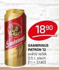 Pivo světlý ležák 12° Patron Gambrinus