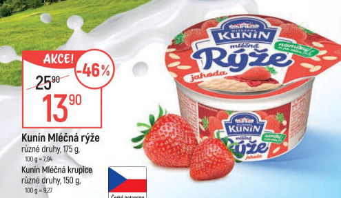 Mléčná rýže Mlékárna Kunín