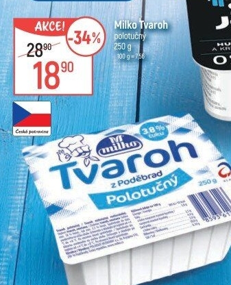 Tvaroh polotučný z Poděbrad Milko