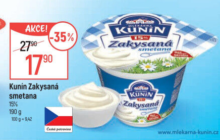 Zakysaná smetana Mlékárna Kunín 15%