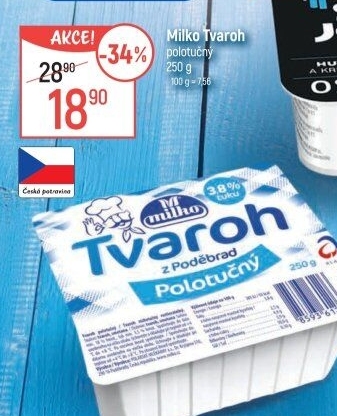 Tvaroh polotučný z Poděbrad Milko
