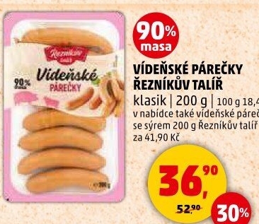 Vídeňské párečky Řezníkův talíř