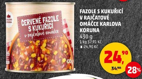 Fazole s kukuřicí v omáčce Karlova Koruna - konzerva