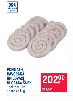 PONNATH BAVORSKÁ GRILOVACÍ KLOBÁSA ŠNEK