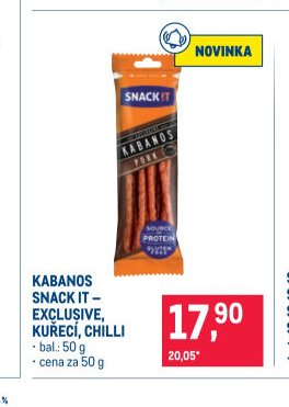 Kabanos Snack It - Exclusive, kuřecí, chilli