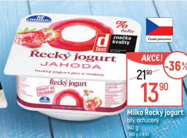 Ochucený jogurt řecký 0% Milko