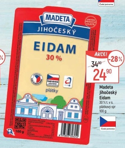 Sýr Eidam Jihočeský 30% Madeta