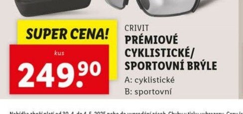 CRIVIT Prémiové cyklistické/sportovní brýle