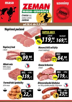 akční leták ZEMAN maso - uzeniny 28.4.2025-3.5.2025