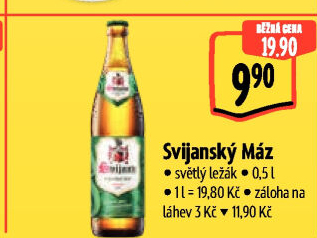 Pivo světlý ležák 11° Svijanský Máz Svijany