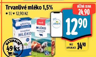 Mléko trvanlivé Jihočeské Madeta - 1,5% polotučné