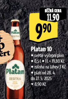 Pivo světlý ležák 11° Platan