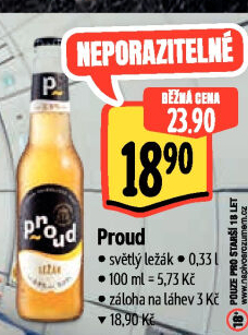 Pivo světlý ležák Proud