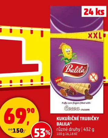 Kukuřičné trubičky bez lepku Balila