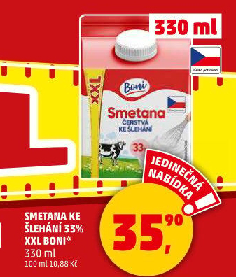 Smetana ke šlehání Boni 33%