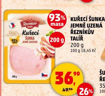 Šunka kuřecí jemně uzená Řezníkův talíř