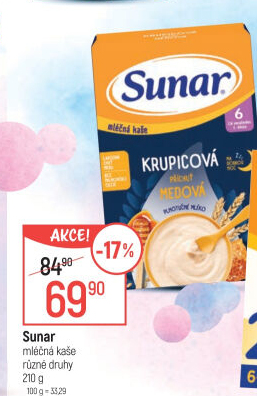 Kaše mléčná krupicová Sunar