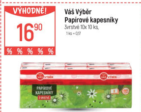 Papírové kapesníčky 3vrstvé Váš Výběr