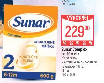 Kojenecká výživa Sunar Complex