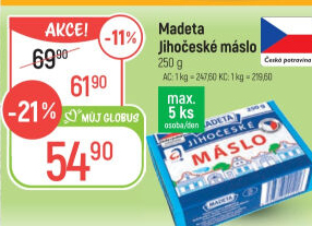 Máslo Jihočeské Madeta