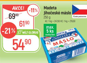 Máslo Jihočeské Madeta