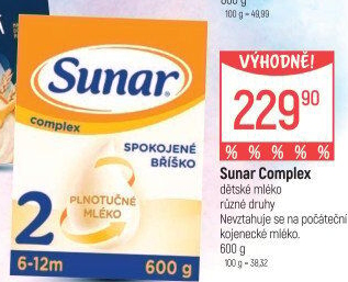 Kojenecká výživa Sunar Complex