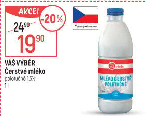 Mléko čerstvé Váš Výběr- 1,5% polotučné