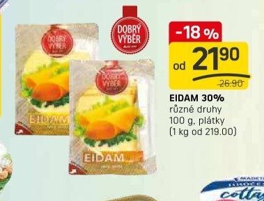 EIDAM 30% různé druhy 100 g, plátky