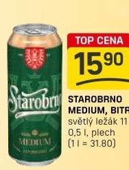 Pivo světlý ležák 11° Medium Starobrno