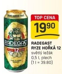 Pivo světlý ležák 12° Ryze hořká Radegast