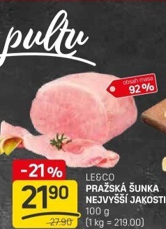 Šunka pražská nejvyšší jakosti LE&