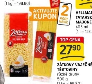 Těstoviny vaječné Zátkovy