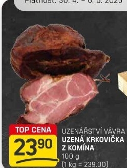 Uzená krkovička z komína Uzenářství Vávra