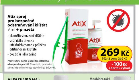 Atix sprej pro bezpečné odstraňování klíšťat 9 ml + pinzeta