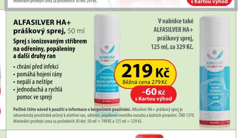 ALFASILVER HA+ práškový sprej, 50 ml