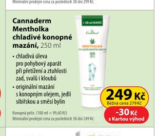 Cannaderm Mentholka chladivé konopné mazání, 250 ml