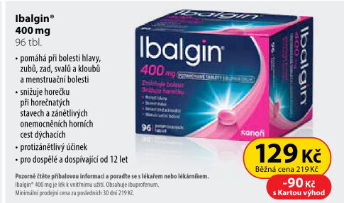 Tablety proti bolesti 400 Ibalgin