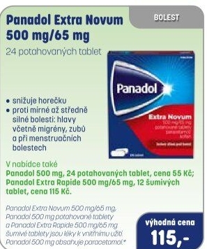 Tablety proti bolesti Extra Novum Panadol