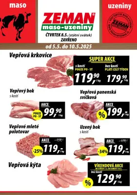akční leták ZEMAN maso - uzeniny 5.5.2025-10.5.2025