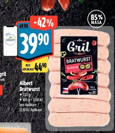 Grilovací klobása bratwurst Albert Gril