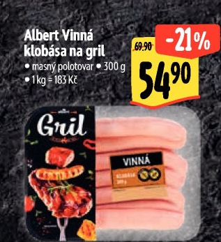 Klobása vinná na gril Albert Gril