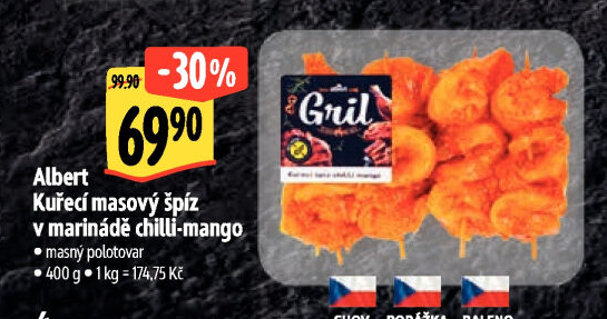 Kuřecí masový špíz v marinádě chilli-mango Albert Gril