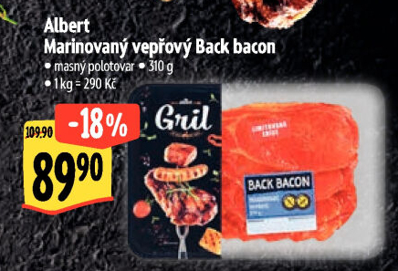 Marinovaný vepřový Back Bacon Albert Gril