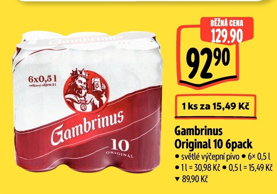 Pivo světlé výčepní Originál 10° Gambrinus