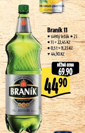 Pivo světlý ležák 11° Jedenáctka Braník