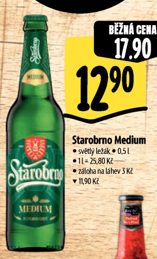 Pivo světlý ležák 11° Medium Starobrno