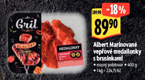 Vepřové medailonky s brusinkami marinované Albert Gril