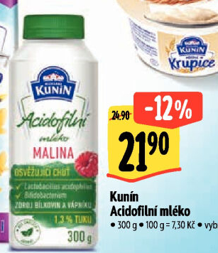 Acidofilní mléko ochucené Mlékárna Kunín