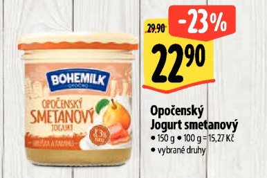 Jogurt smetanový ochucený Opočenský Bohemilk
